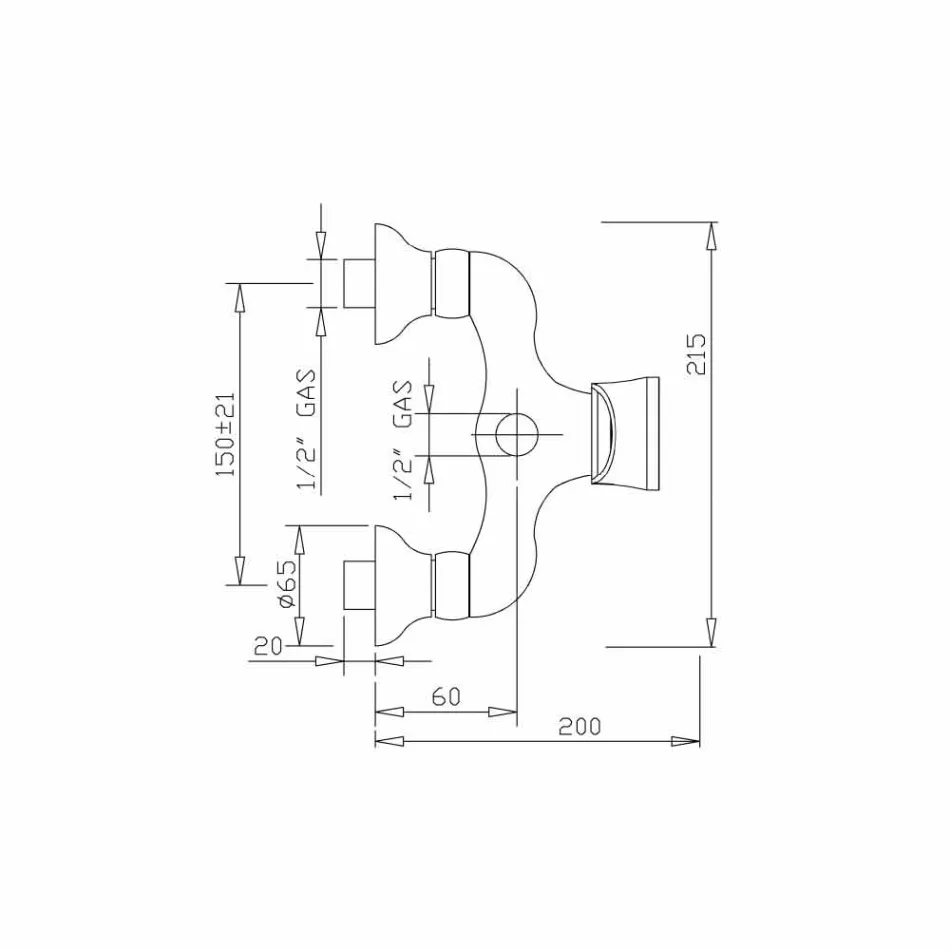 Design Mixer für Außendusche aus Messing Made in Italy - Neno Viadurini