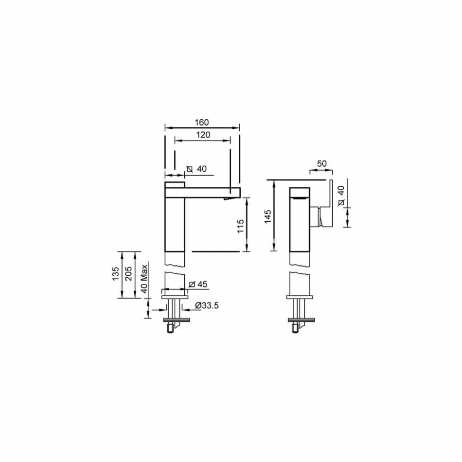 Made in Italy Design Waschbeckenmischer mit Seitenhebel - Panela Viadurini