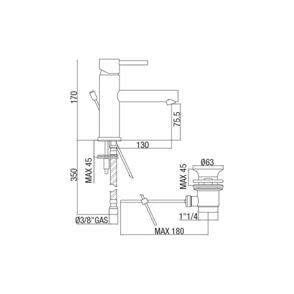 Moderner Waschbeckenmischer aus Chrom-Messing Hergestellt in Italien - Ermia Viadurini