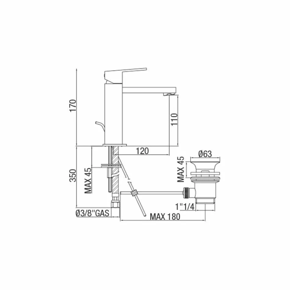 Waschbeckenmischer aus quadratisch verchromtem Messing Made in Italy - Medida Viadurini