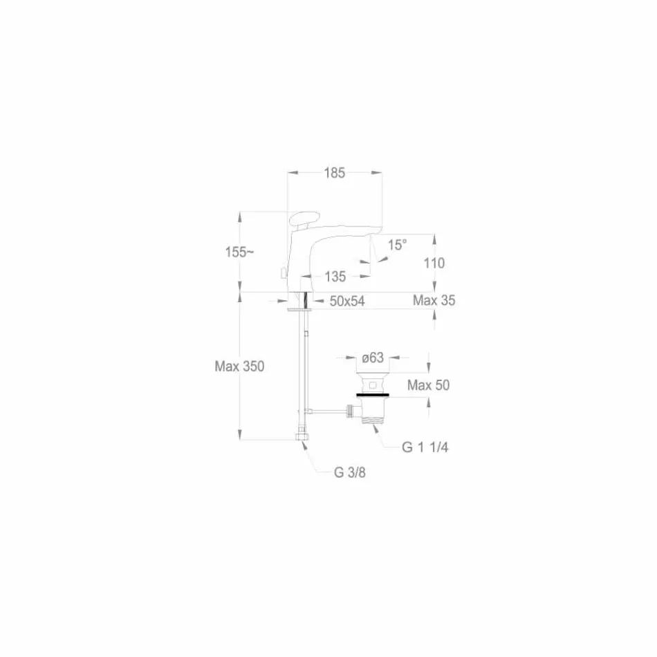 Moderner Messing-Waschbeckenmischer Made in Italy - Besugo Viadurini