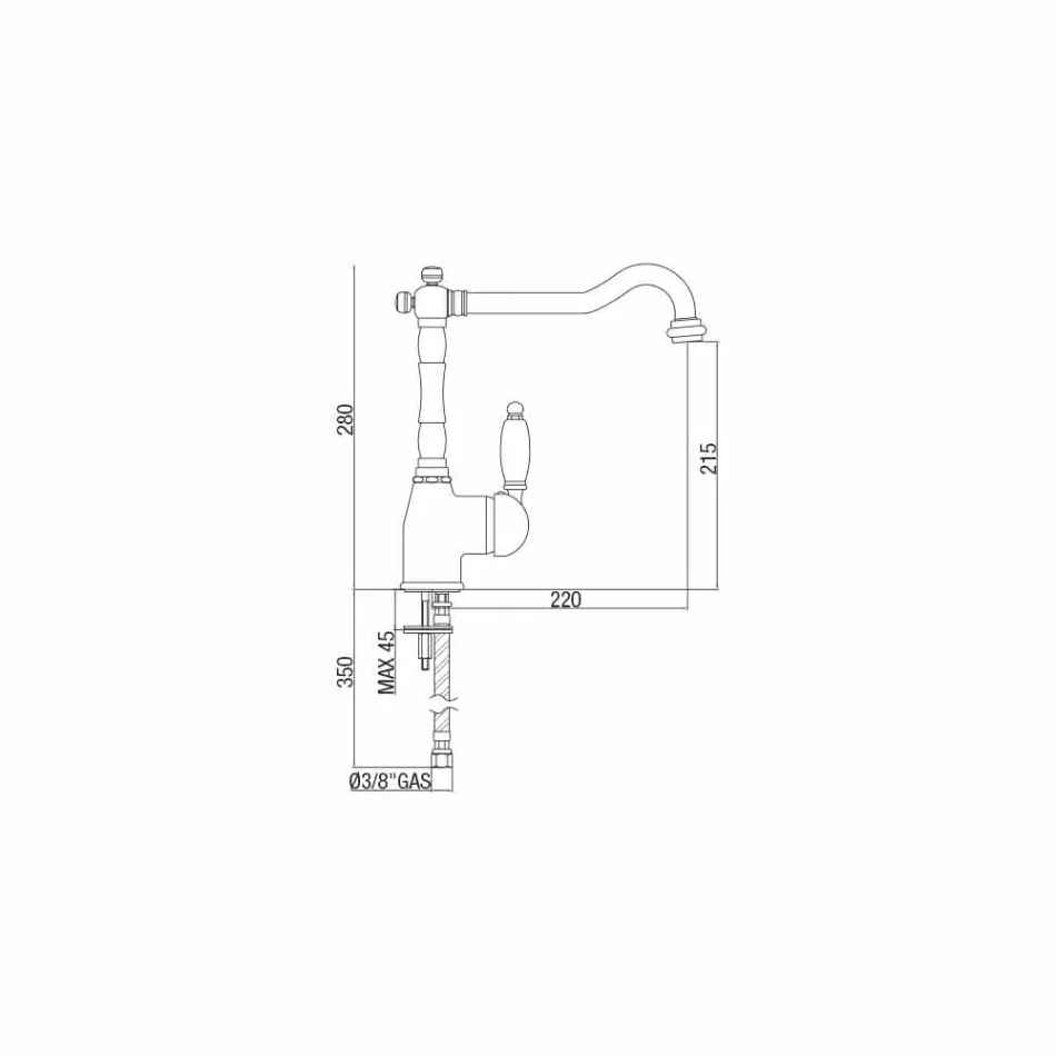 Klassisches Design Messingmischer für Küchenwanne Made in Italy - Carmel Viadurini