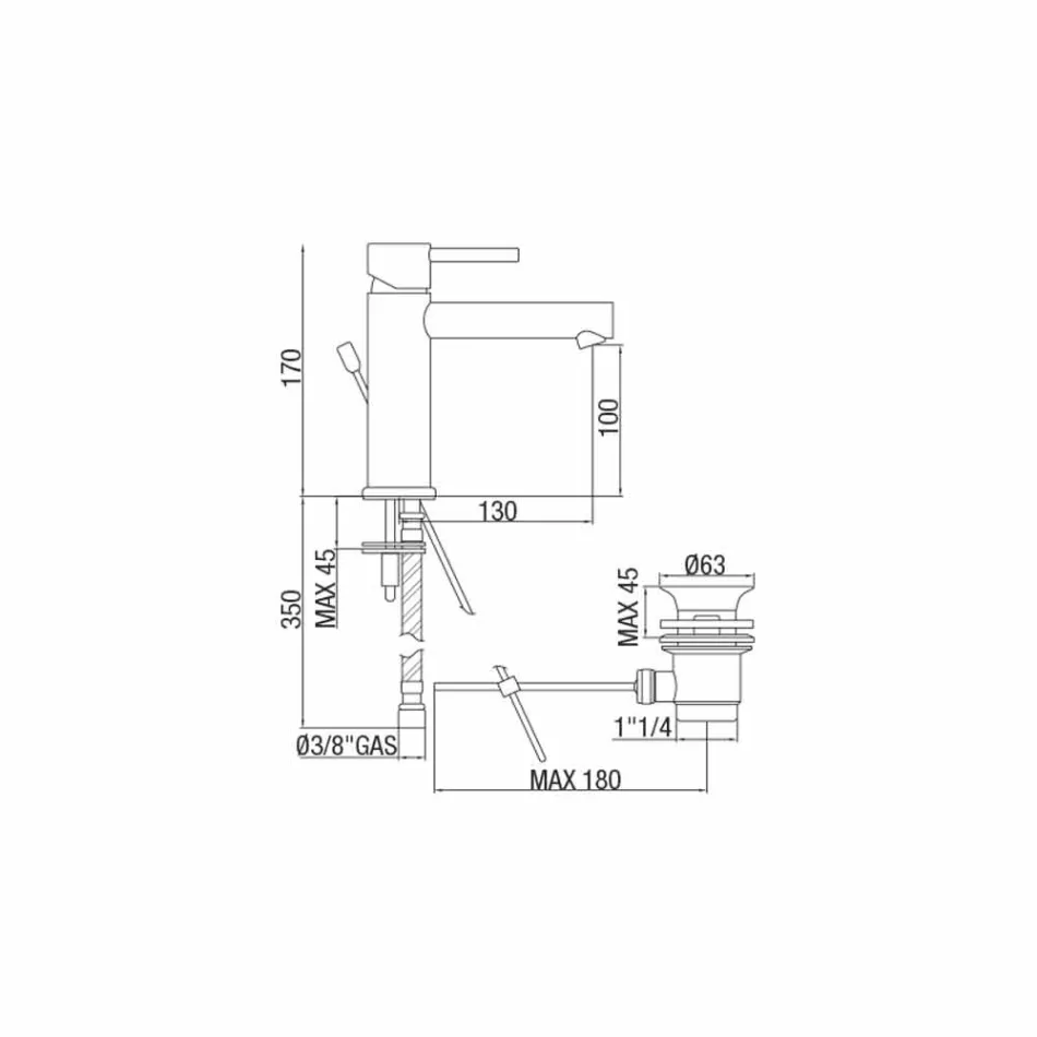 Messing Waschtischmischer Chrom Finish Made in Italy - Ermia Viadurini