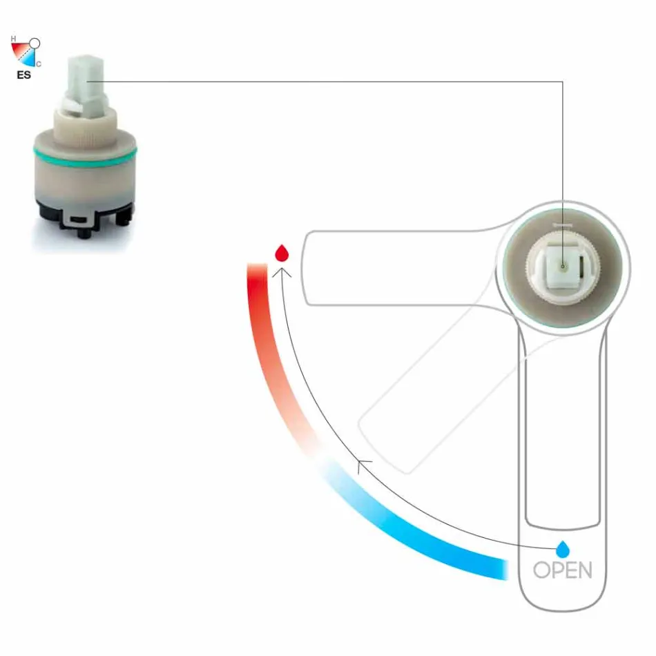 Messing Extended Basin Mixer ohne Abfluss Made in Italy - Sindra Viadurini