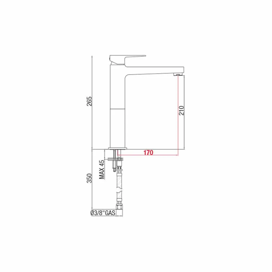 Messing Extended Basin Mixer ohne Abfluss Made in Italy - Sindra Viadurini