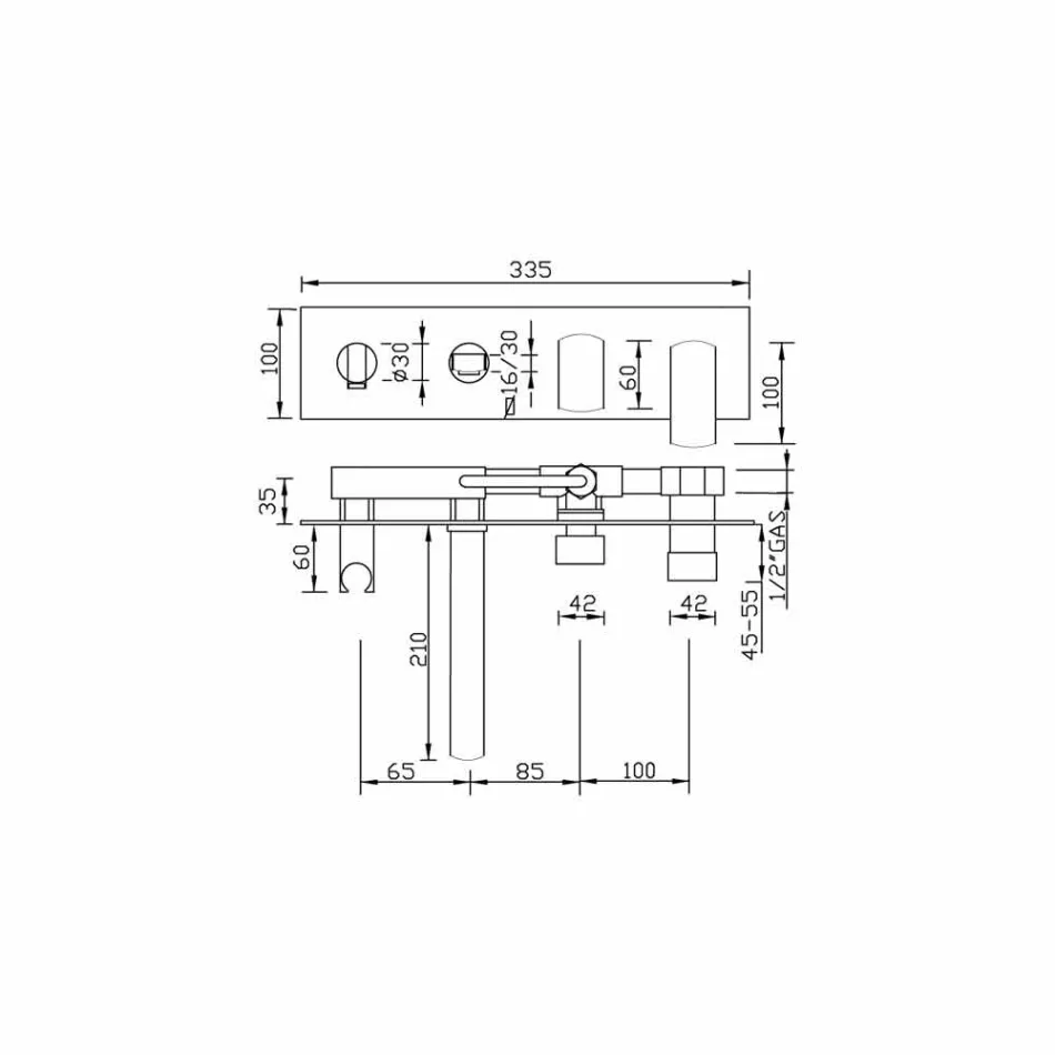 Modernes Design Eingebauter Bademischer aus Messing Made in Italy - Sika Viadurini