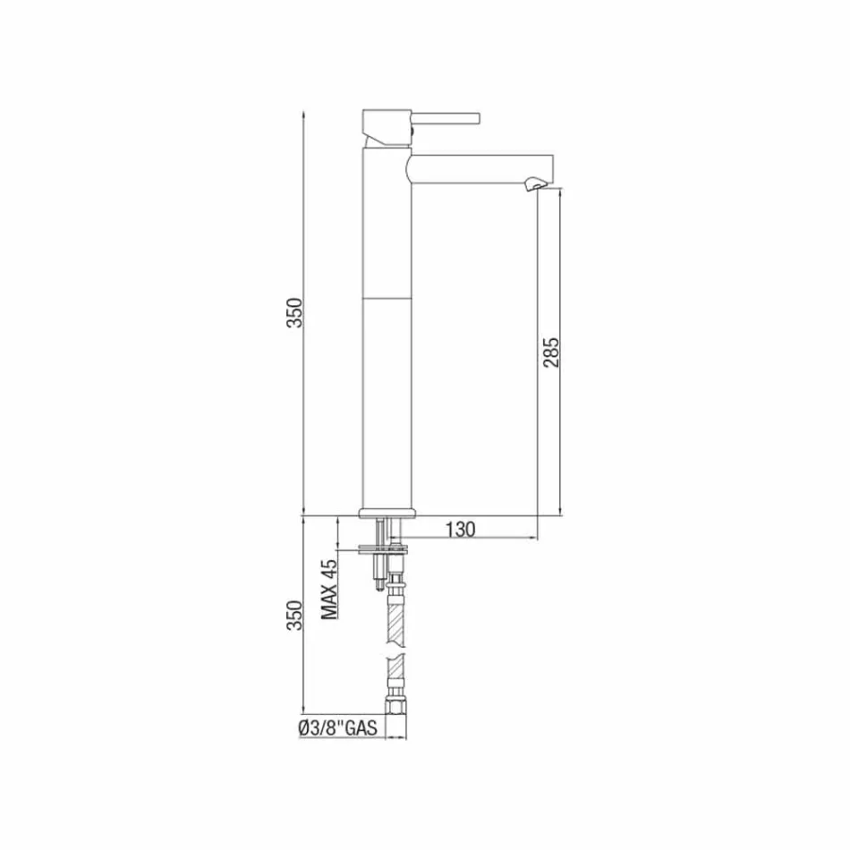 Erweiterter Messing-Waschtischmischer ohne Abfluss Made in Italy - Ermia Viadurini