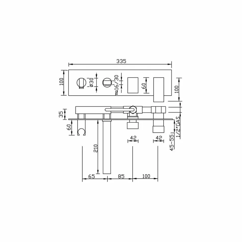 Eingebauter Bademischer mit Umsteller Made in Italy - Panela Viadurini