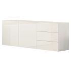 Schrank 1 oder 2 Türen und 3 Schubladen Weißes Holz oder Anthrazit glänzend - Yolanda Viadurini