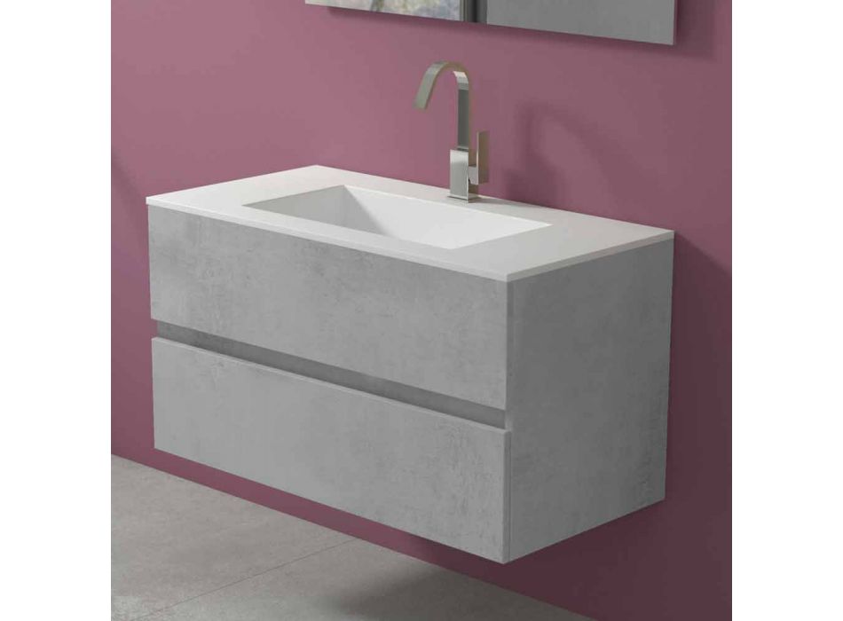 Hängeschrank für Badezimmer mit integriertem Waschbecken in 3 Dimensionen - Marione Viadurini