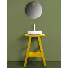 Badmöbel aus wiedergewonnenem Teakholz mit gelber halbgebogener Platte - Raomi Viadurini