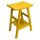 Badmöbel aus wiedergewonnenem Teakholz mit gelber halbgebogener Platte - Raomi Viadurini