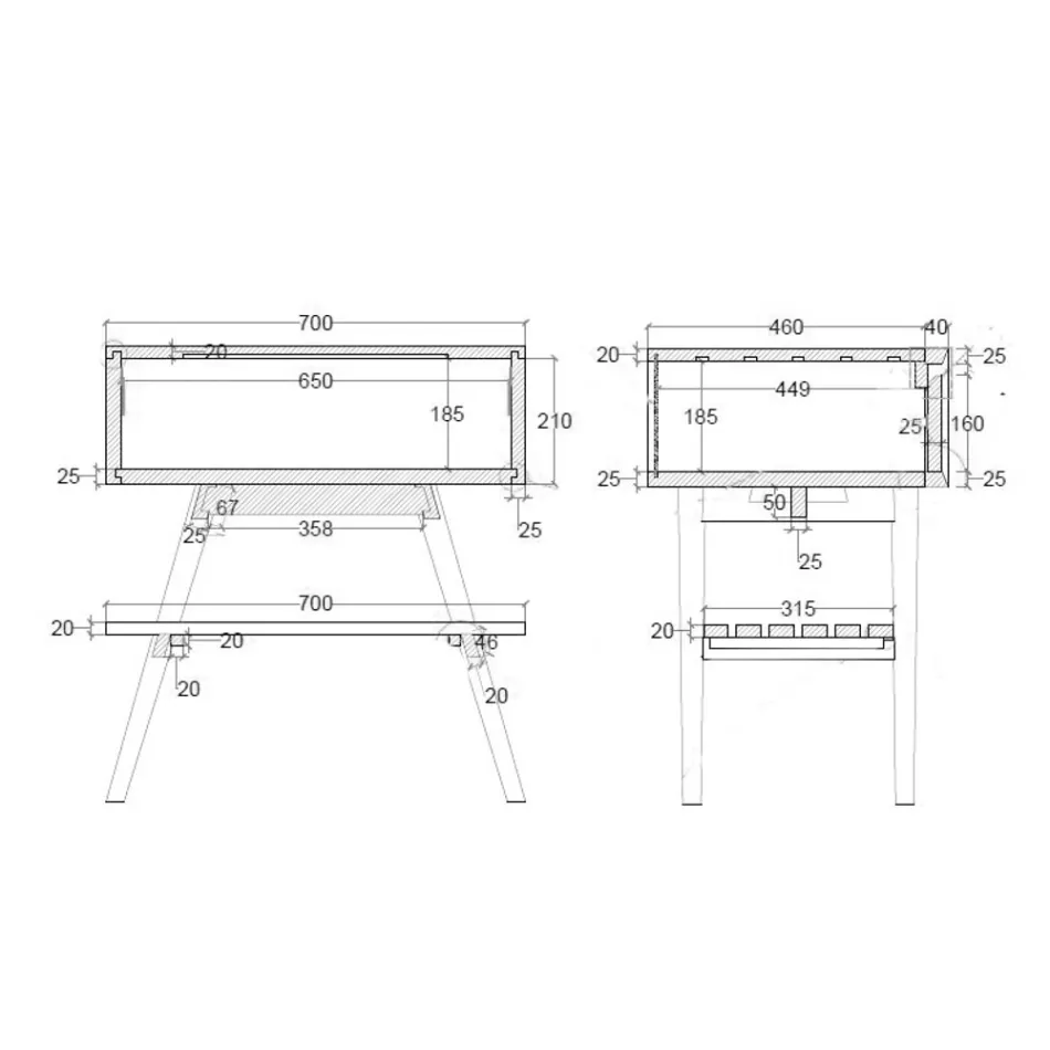 Badezimmermöbel aus natürlichem Teakholz mit gelber Schublade - Gatien Viadurini