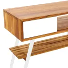 Weißer bodenstehender Badezimmerschrank aus natürlichem Teakholz mit farbigen Schubladen - Benoit Viadurini