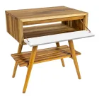 Boden-Badezimmerschrank aus wiedergewonnenem Teakholz und weißer Stützplatte - Gatien Viadurini