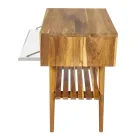 Boden-Badezimmerschrank aus wiedergewonnenem Teakholz und weißer Stützplatte - Gatien Viadurini