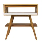 Boden-Badezimmerschrank aus wiedergewonnenem Teakholz und weißer Stützplatte - Gatien Viadurini