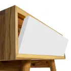 Boden-Badezimmerschrank aus wiedergewonnenem Teakholz und weißer Stützplatte - Gatien Viadurini