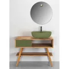 Moderner freistehender Badezimmerschrank aus natürlichem grünem Teak - Benoit Viadurini