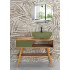 Moderner freistehender Badezimmerschrank aus natürlichem grünem Teak - Benoit Viadurini