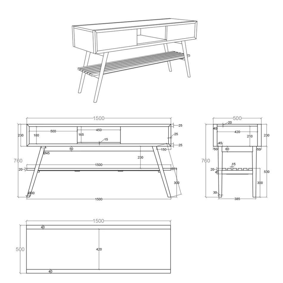 Weißer Badezimmerschrank aus natürlichem Teakholz, modernes Design mit weißen Schubladen - Hamadou Viadurini