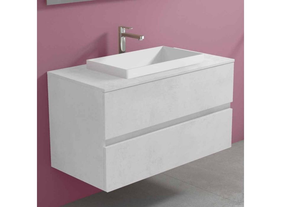 Badezimmerschrank mit eingebautem Waschbecken, modernes hängendes Design - Casimira Viadurini