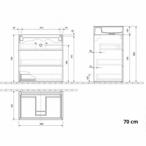 Badezimmerschrank mit integriertem Waschbecken, modernes Design vom