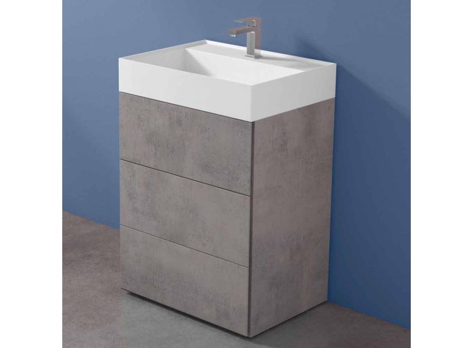 Modernes Design Boden Badezimmerschrank aus Laminat mit Harz Waschbecken - Pompei Viadurini