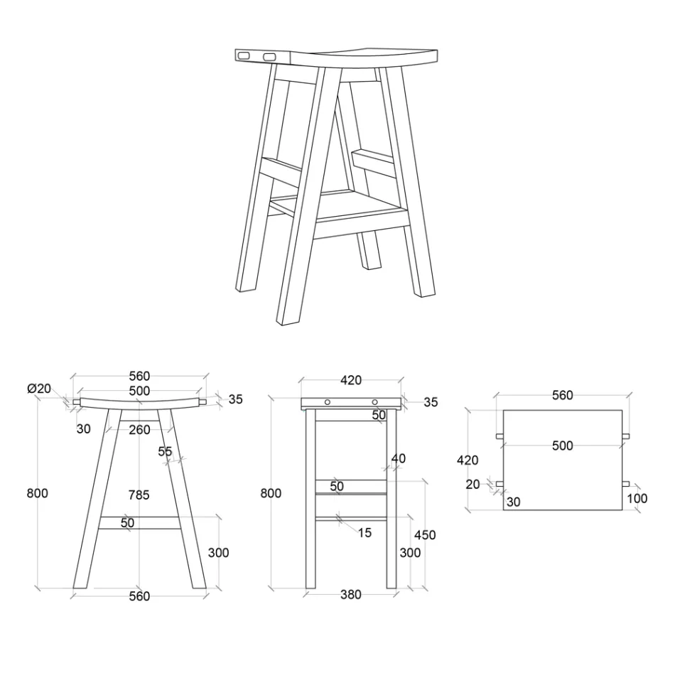 Design-Badezimmerschrank aus natürlichem Teakholz mit mattweißer Platte und Halterung - Raomi Viadurini