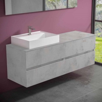 Badezimmerschrank in modernem Design mit Waschbecken für die rechte oder linke Arbeitsplatte 4 - Alchimeo