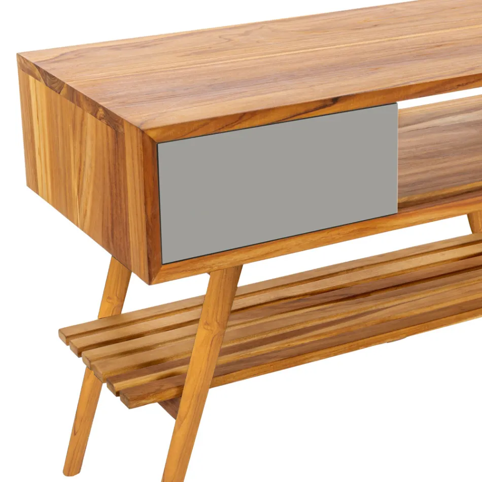 Reclaimed Teak Grey Badezimmerschrank mit grauer Schublade - Benoit Viadurini