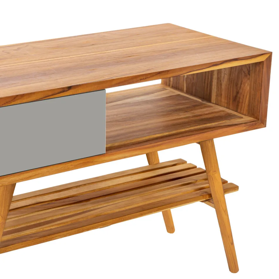 Reclaimed Teak Grey Badezimmerschrank mit grauer Schublade - Benoit Viadurini