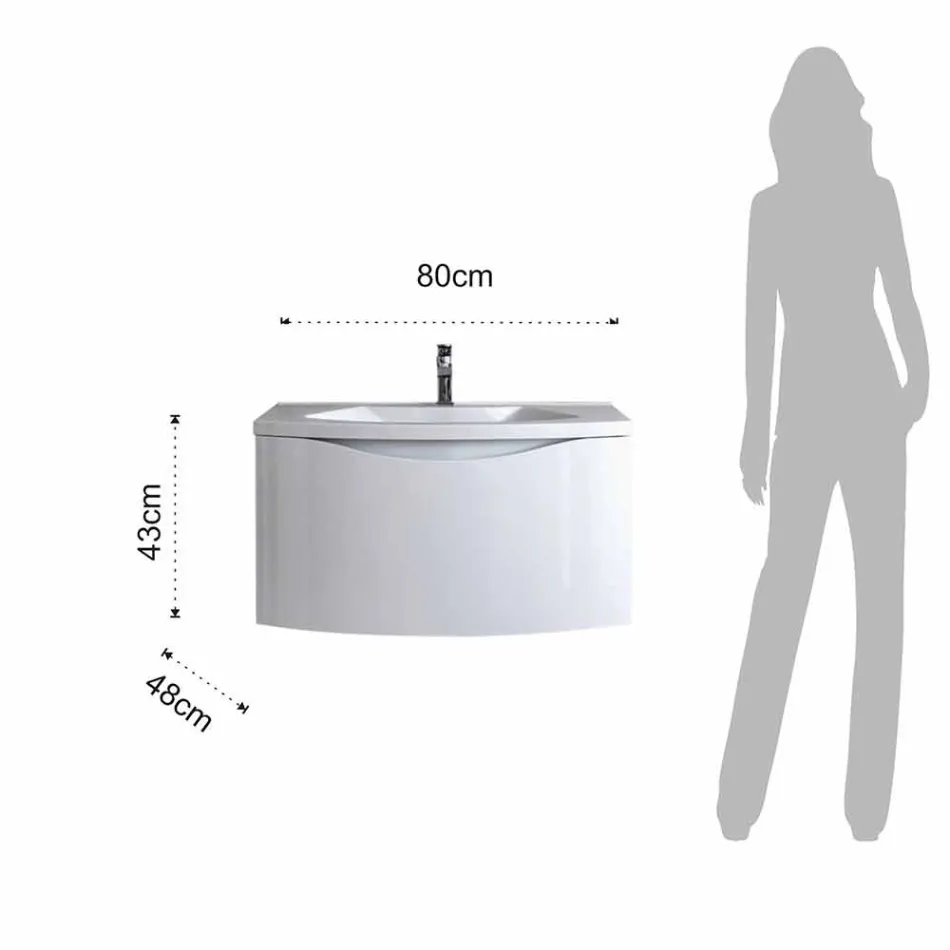 Moderner abgehängter Badezimmerschrank mit Waschbeckenregal und Designspiegel - Michele Viadurini