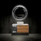 100 cm Wand-Badezimmerschrank aus 8 mm gehärtetem Glas und europäischer Eiche – Excelsior Viadurini