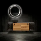 160 cm Wand-Badezimmerschrank aus 8 mm gehärtetem Glas und europäischer Eiche – Excelsior Viadurini