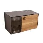 80 cm wandhängender Badezimmerschrank aus 8 mm gehärtetem Glas und europäischer Eiche - Excelsior Viadurini