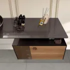 80 cm wandhängender Badezimmerschrank aus 8 mm gehärtetem Glas und europäischer Eiche - Excelsior Viadurini