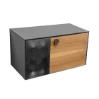 80 cm wandhängender Badezimmerschrank aus 8 mm gehärtetem Glas und europäischer Eiche - Excelsior Viadurini