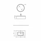 Hängender Badezimmerschrank mit Schublade und integriertem Waschbecken und rundem Spiegel - Renga Viadurini