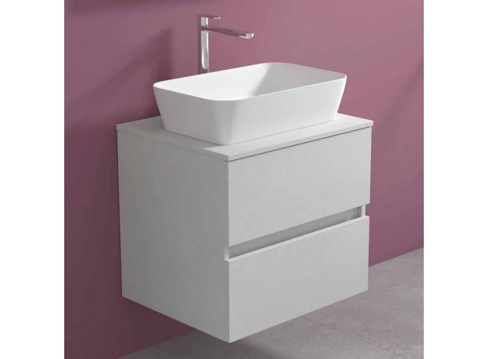 Abgehängter Badezimmerschrank mit rechteckigem Waschtisch, modernes Design - Dumbo Viadurini