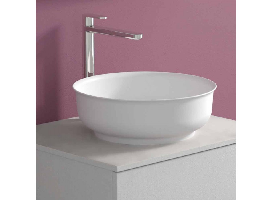 Abgehängter Badezimmerschrank mit rundem Waschtisch, modernes Design - Dumbo Viadurini