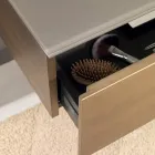 Hängender Badezimmerschrank mit Spiegel aus Metall, Holz und Luxuskristall - Renga Viadurini