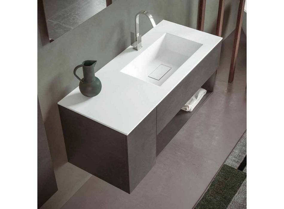 Abgehängter Badezimmerschrank und integriertes Waschbecken, modernes Design in 4 Ausführungen - Pistillo