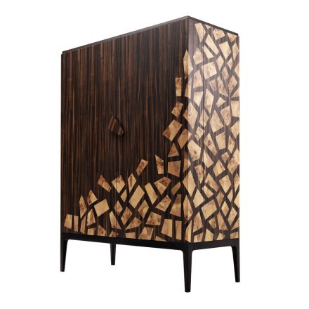 Design Barmöbel mit 2 Türen Grilli Zarafa in Italien hergestellt, aus Ebenholz Viadurini