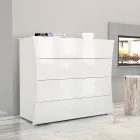 Mobile weiße Schublade 4 Schubladen Design aus nachhaltigem Holz - Sabine Viadurini