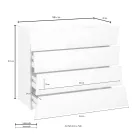 Mobile weiße Schublade 4 Schubladen Design aus nachhaltigem Holz - Sabine Viadurini