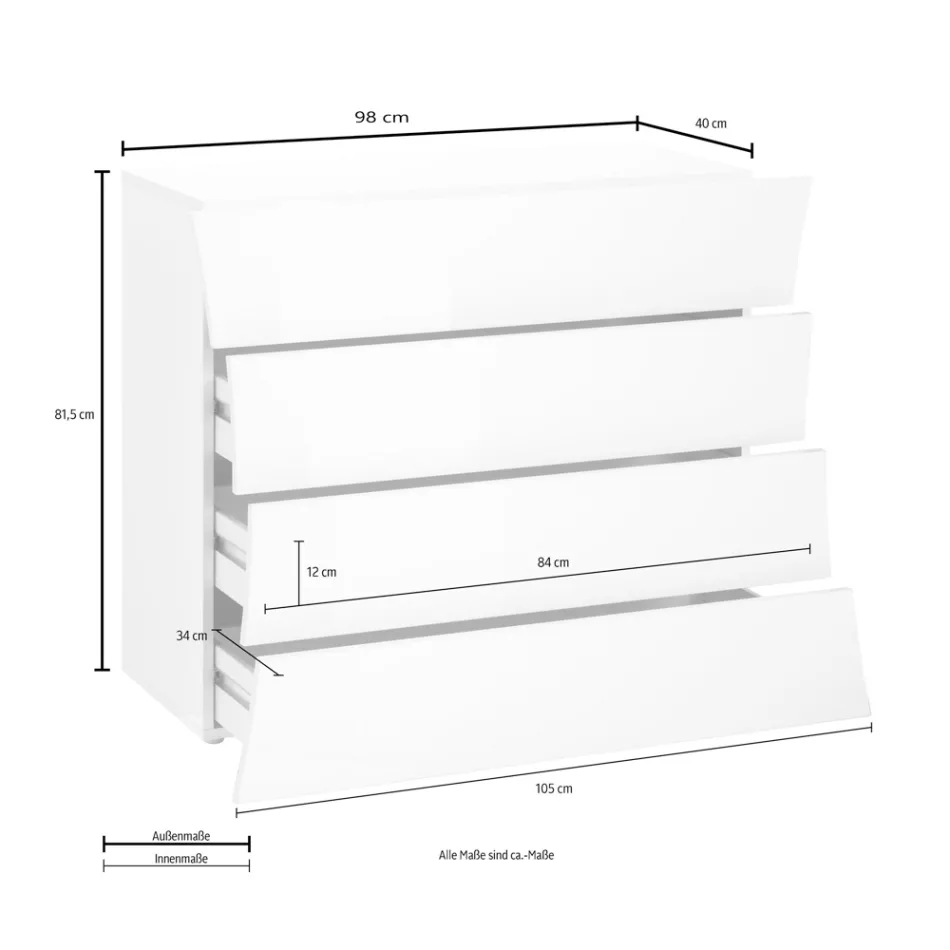 Mobile weiße Schublade 4 Schubladen Design aus nachhaltigem Holz - Sabine Viadurini