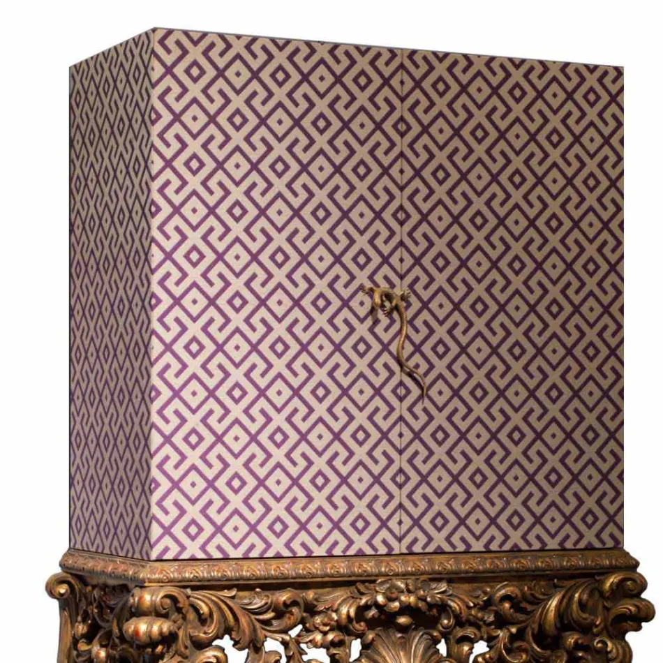 Möbel mit geschnitztem Holzboden Luxus-Design, hergestellt in Italien, Sam Viadurini