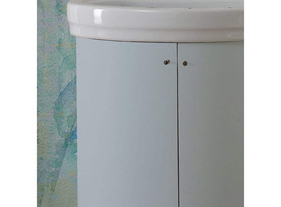 Schrank mit Keramikwaschbecken und 2 himmelblauen Türen – Candy Viadurini