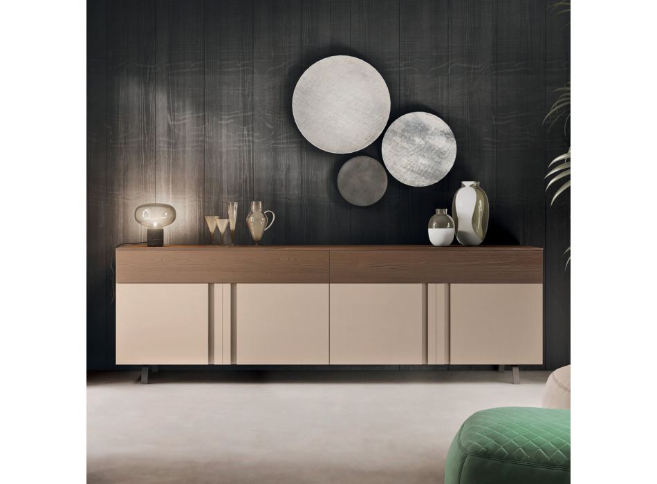 Wohnzimmer-Sideboard aus ökologischem Holz mit Luxus-Schubladen - Serris Viadurini